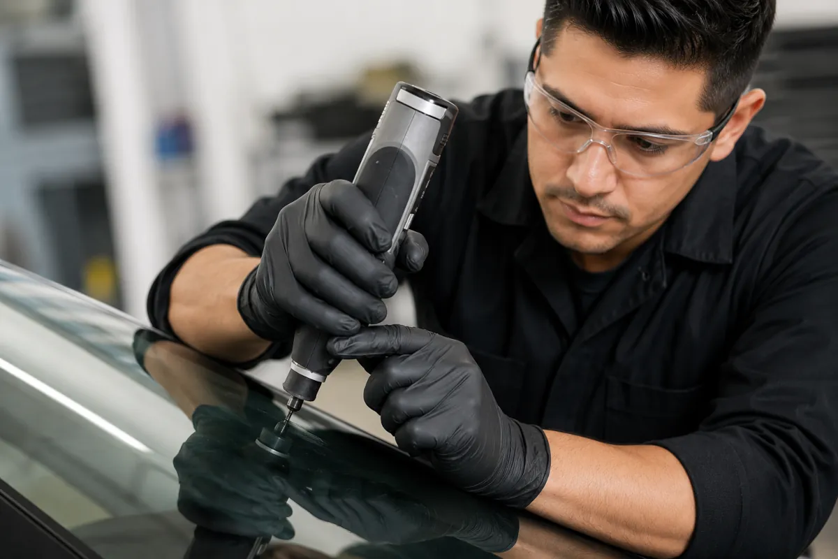 Auto glass repair in progress in Albuquerque
